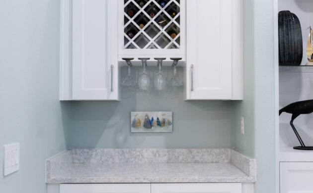 White Shaker Cabinet Bar near kitchen