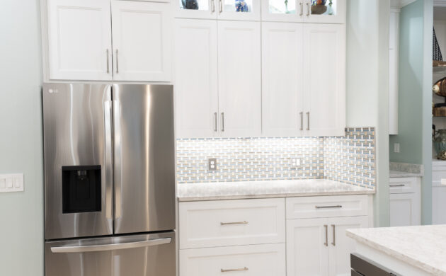 White Shaker Cabinet Refrigerator Area