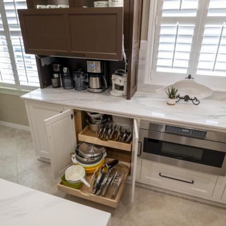 Inset Custom Cabinets in Kitchen with Rollout Shelves
