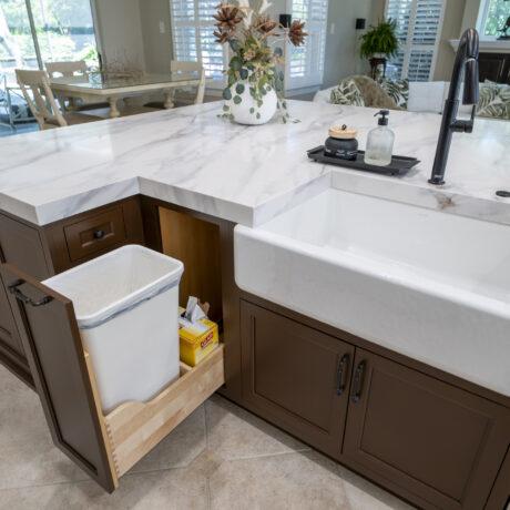Inset Custom Cabinets in Kitchen Trash Pullout