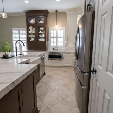 Inset Custom Cabinets in Kitchen with Built-In Microwave