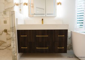 Dark Walnut European Slab Floating Vanity