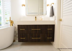 Dark Walnut European Slab Floating Vanity