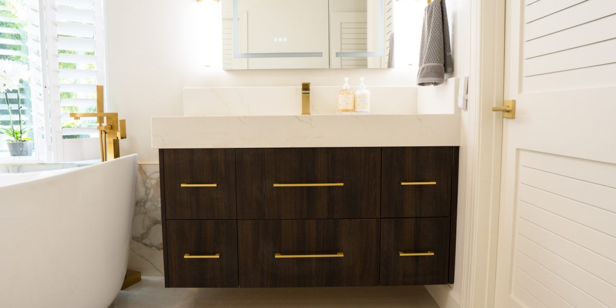 Dark Walnut European Slab Floating Vanity